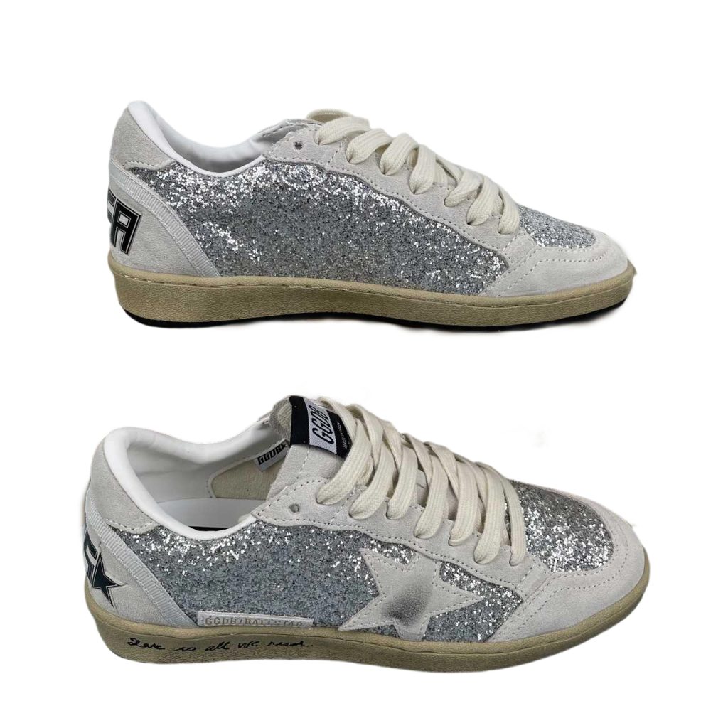 Golden Goose Ball‑Star Silver‑Grey Glitter Sneakers OKLU2026173