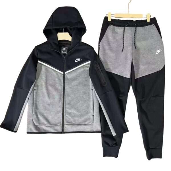 Nike Sportswear Tech Fleece Full Zip Hoodie&Joggers Set Black with Dark Grey OKLU20261742