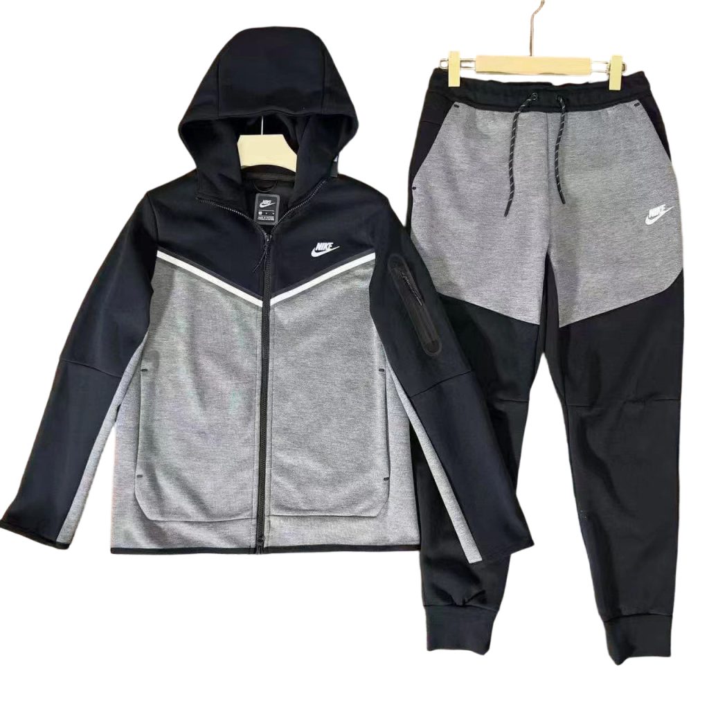 Nike Sportswear Tech Fleece Full Zip Hoodie&Joggers Set Black with Dark Grey OKLU20261742