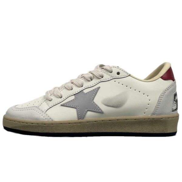 Golden Goose Ball‑Star Light Grey Star Burgundy Heel OKLU2026174