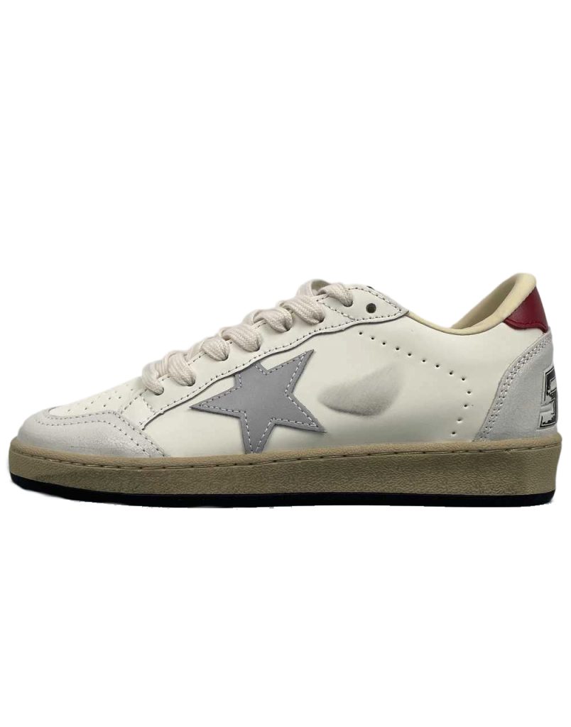 Golden Goose Ball‑Star Light Grey Star Burgundy Heel OKLU2026174