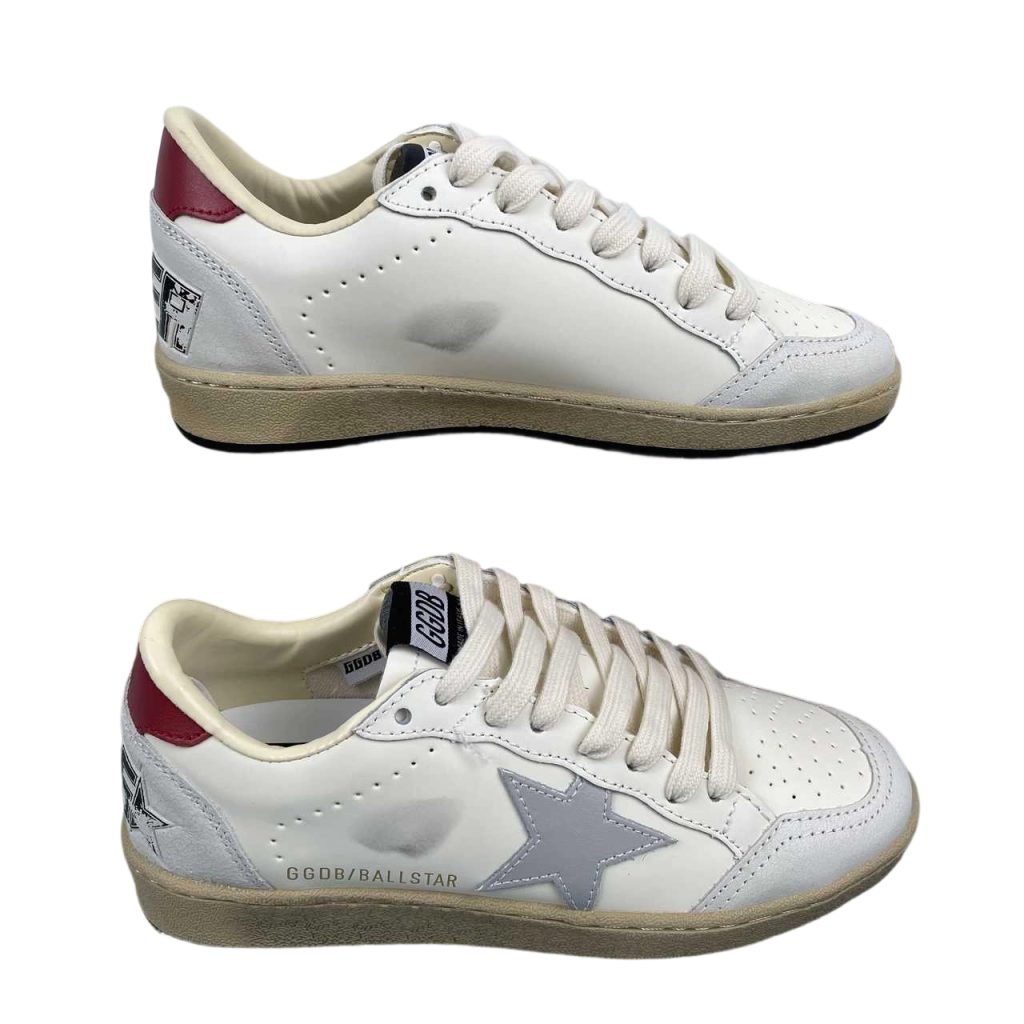Golden Goose Ball‑Star Light Grey Star Burgundy Heel OKLU2026174