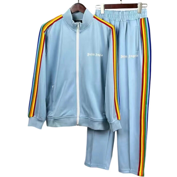 Palm Angels Zip Up Classic Track Jacket&Pants Set Rainbow Light Blue OKLU20261767