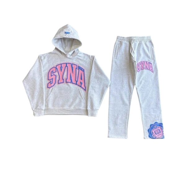 Syna World printed hooked sweatshirt set light gray OKLU20261780