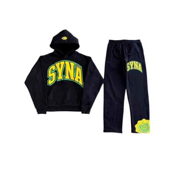 Syna World Printed Hooded Sweatshirt Set Black OKLU20261781