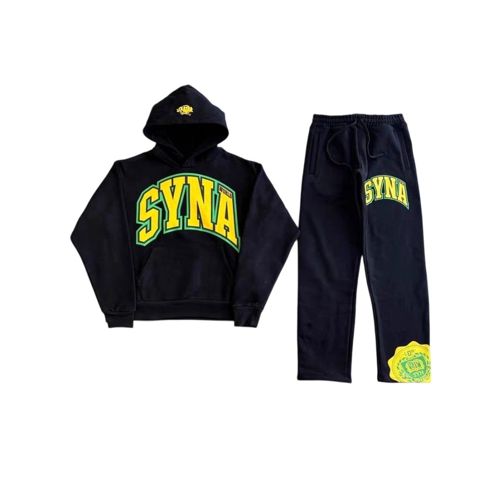 Syna World Printed Hooded Sweatshirt Set Black OKLU20261781