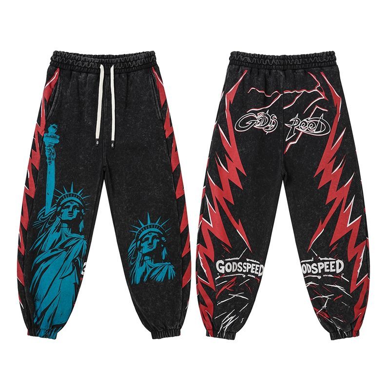 Godspeed Skull Retro Loose Hooded Hoodie Set Black and Red OKLU20261783