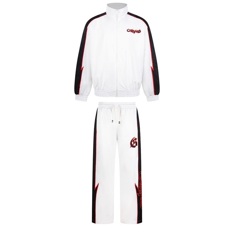 Godspeed Lightning Contrast Splicing Hoodie Set white OKLU20261786