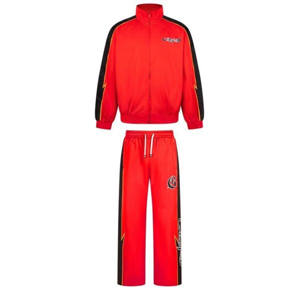 Godspeed Lightning Contrast Splicing Hoodie Set Red OKLU20261787