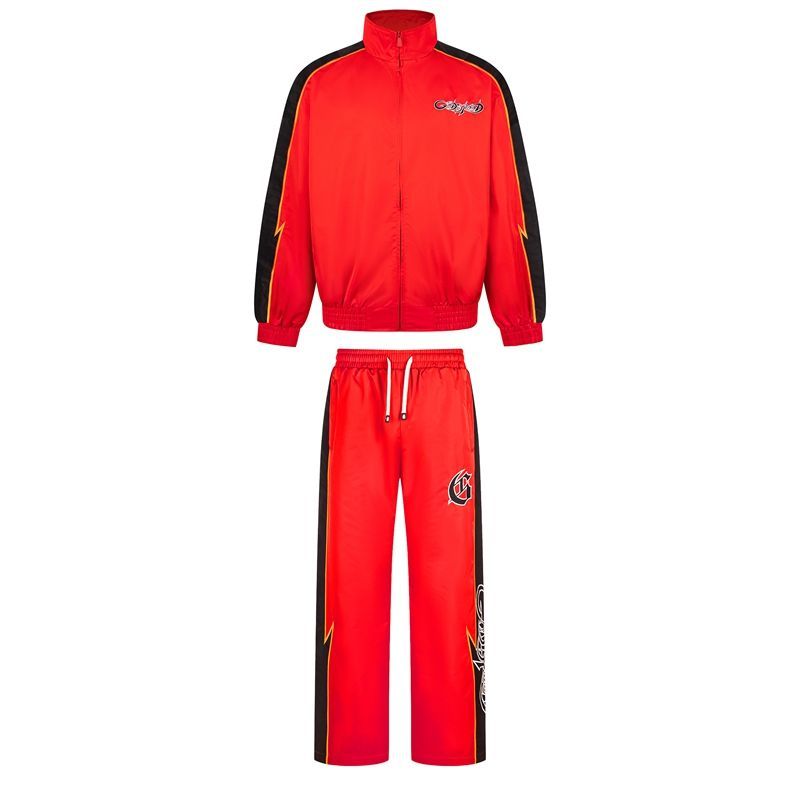 Godspeed Lightning Contrast Splicing Hoodie Set Red OKLU20261787