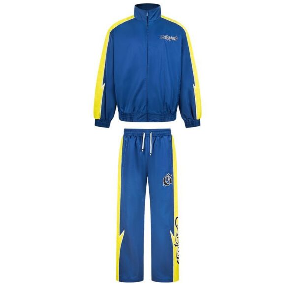 Godspeed Lightning Contrast Splicing Hoodie Set Color Blue and Yellow OKLU20261788