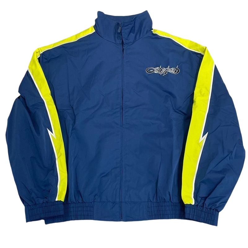 Godspeed Lightning Contrast Splicing Hoodie Set Color Blue and Yellow OKLU20261788