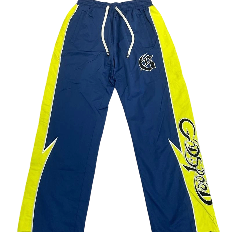 Godspeed Lightning Contrast Splicing Hoodie Set Color Blue and Yellow OKLU20261788