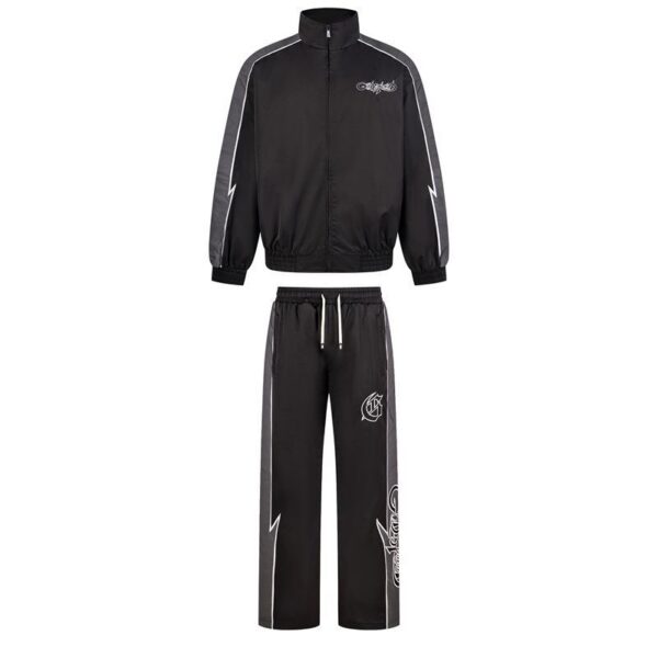 Godspeed Lightning Contrast Splicing Hoodie Set Black and Grey OKLU20261790