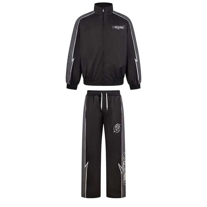 Godspeed Lightning Contrast Splicing Hoodie Set Black and Grey OKLU20261790