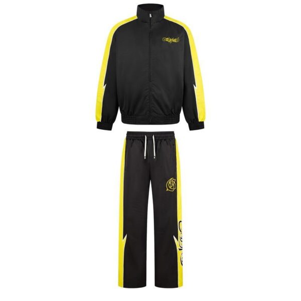 Godspeed Lightning Contrast Splicing Hoodie Set Black and Yellow OKLU20261791