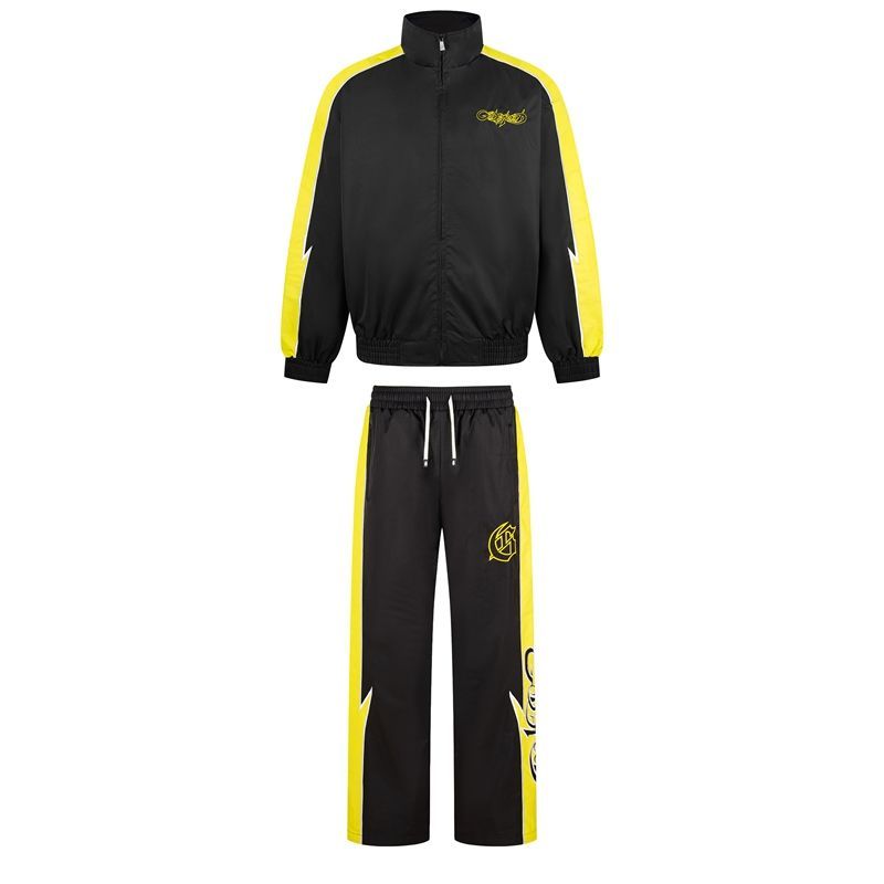 Godspeed Lightning Contrast Splicing Hoodie Set Black and Yellow OKLU20261791