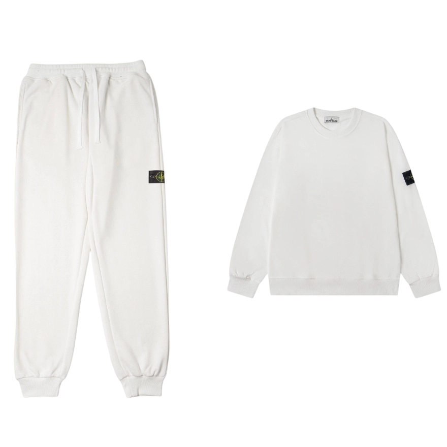 Stone Island Round Neck Hoodie Set White OKLU20261794
