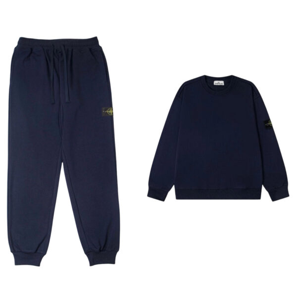 Stone Island round neck Hoodie Set navy blue OKLU20261795