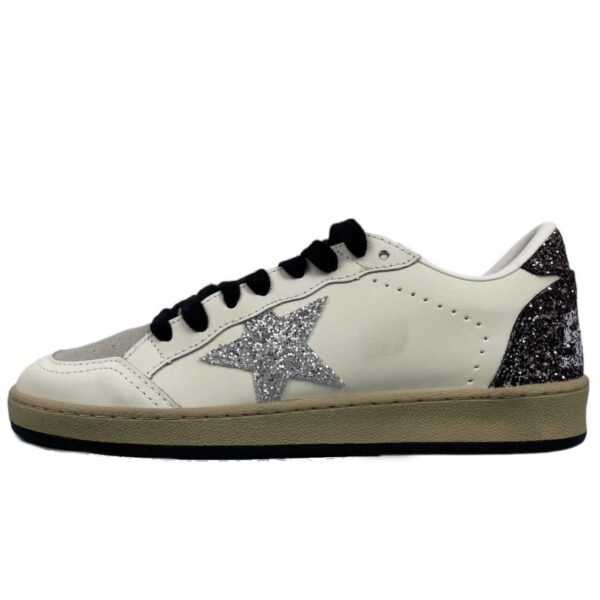Golden Goose Ball‑Star Silver Glitter Star Black‑Silver Glitter Heel OKLU2026179