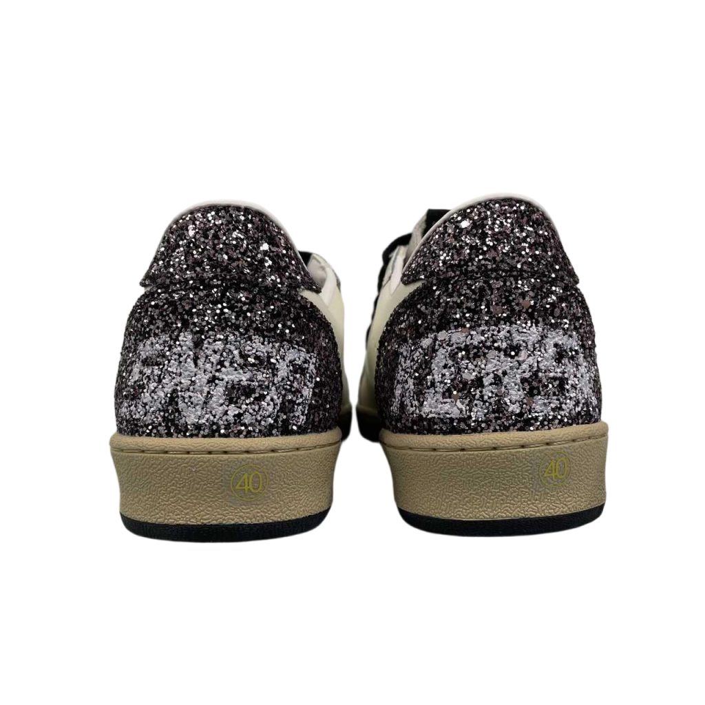 Golden Goose Ball‑Star Silver Glitter Star Black‑Silver Glitter Heel OKLU2026179