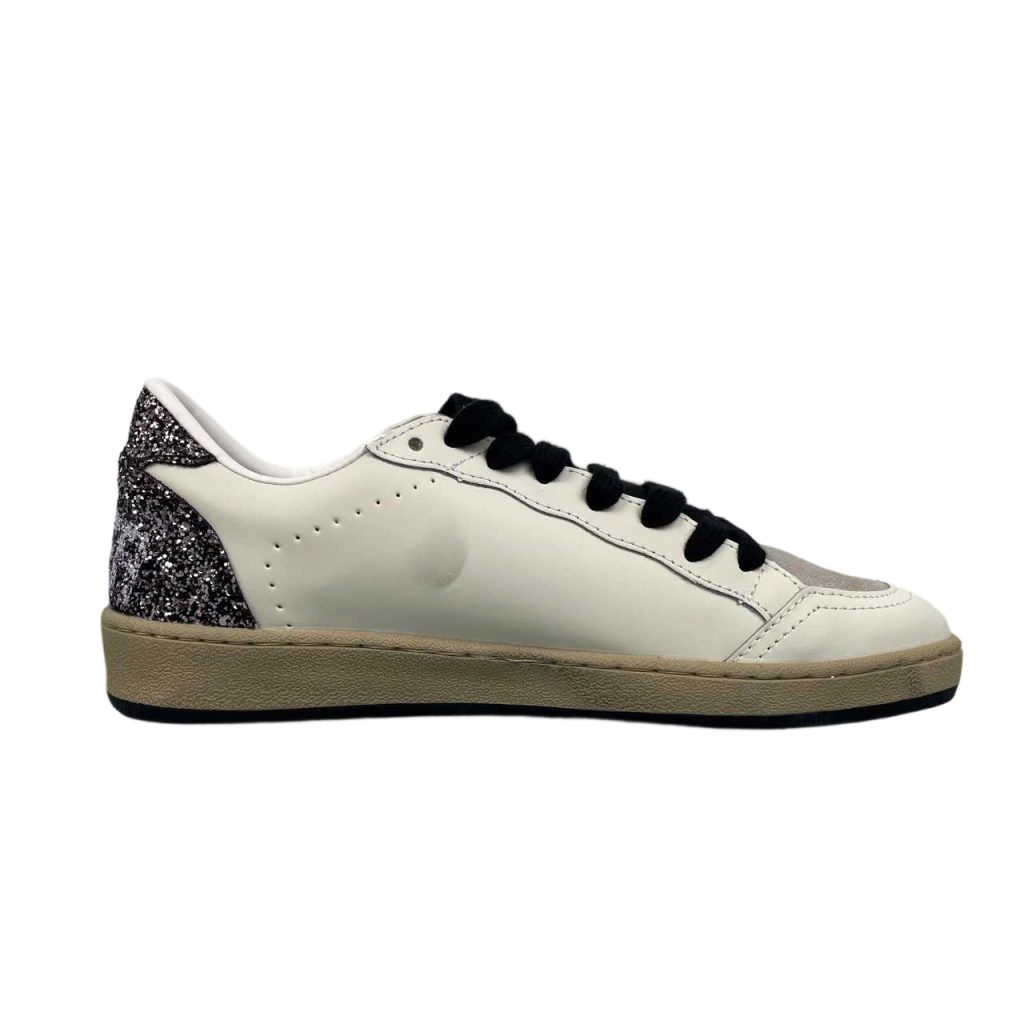 Golden Goose Ball‑Star Silver Glitter Star Black‑Silver Glitter Heel OKLU2026179