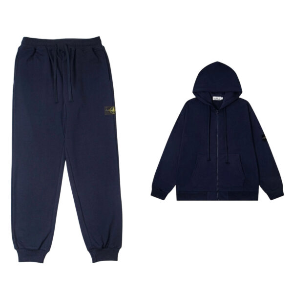 Stone Island Zipper cardigan Hoodie Set navy blue OKLU20261805