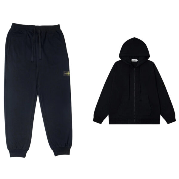 Stone Island Zipper cardigan Hoodie Set Black OKLU20261806