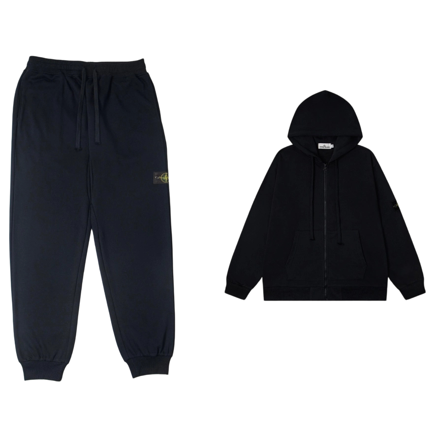 Stone Island Zipper cardigan Hoodie Set Black OKLU20261806