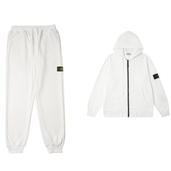 Stone Island Zipper cardigan Hoodie Set White OKLU20261807