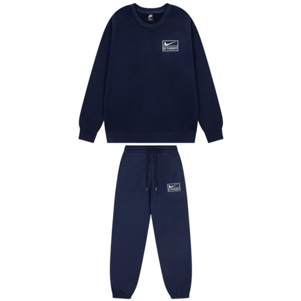Stussy round neck hoodie&sweatpants set navy blue OKLU20261819
