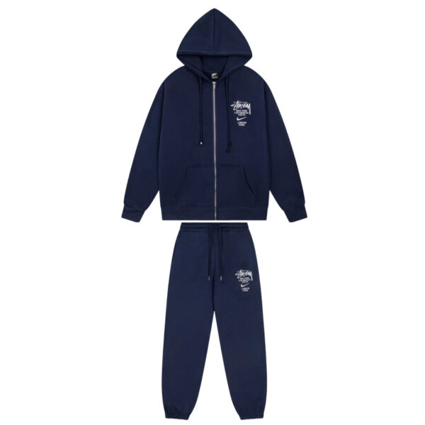 Stussy Zipper cardigan Hoodies&Sweatpants Set navy blue OKLU20261823