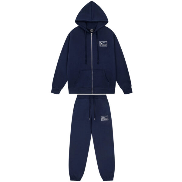 Stussy zipper Hoodies&Sweatpants Set navy blue OKLU20261824