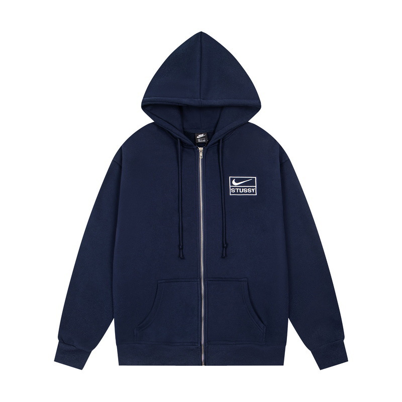 Stussy zipper Hoodies&Sweatpants Set navy blue OKLU20261824