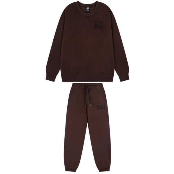 Stussy loose round neck hoodie&sweatpants set brown OKLU20261825