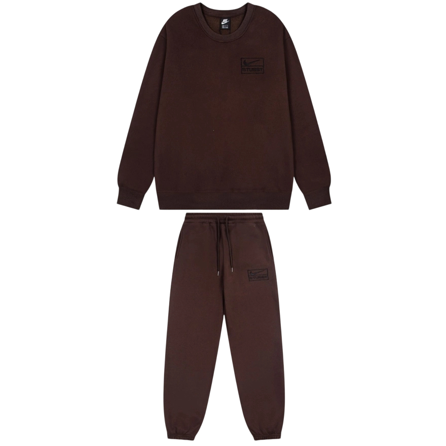 Stussy loose round neck hoodie&sweatpants set brown OKLU20261825