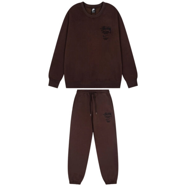 Stussy round neck hoodie&sweatpants set brown OKLU20261826