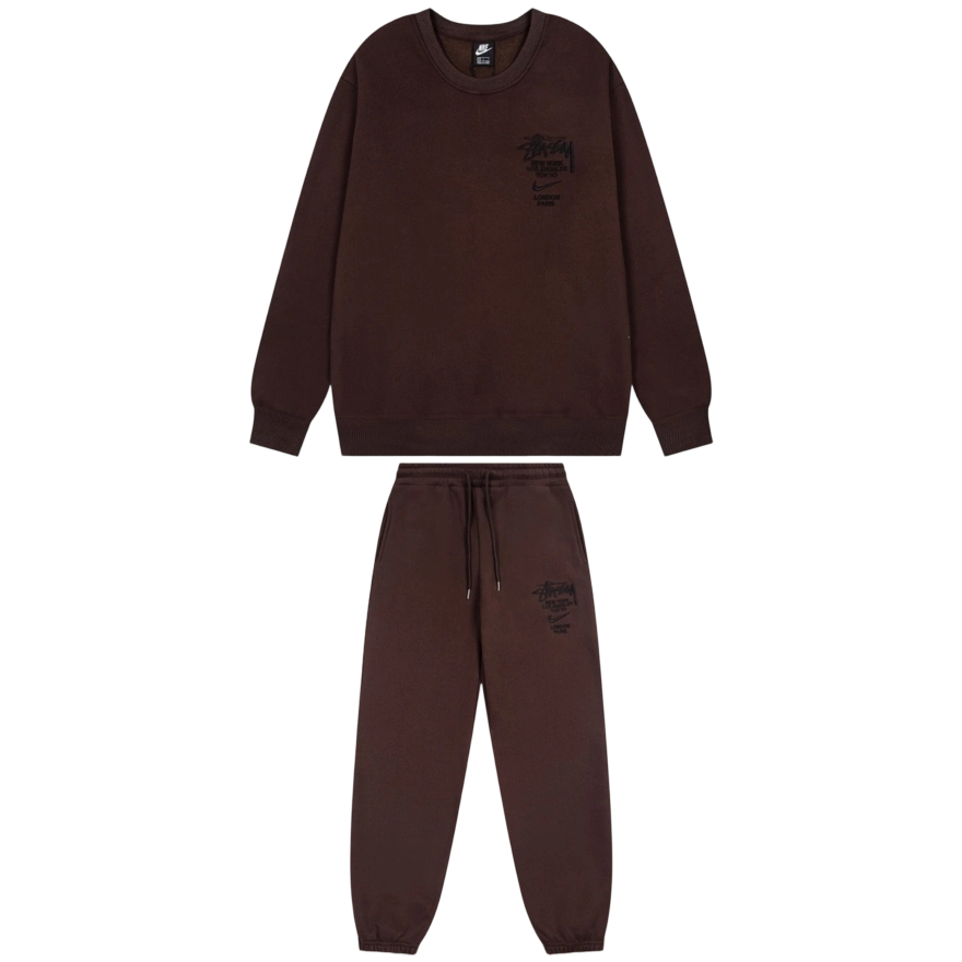 Stussy round neck hoodie&sweatpants set brown OKLU20261826