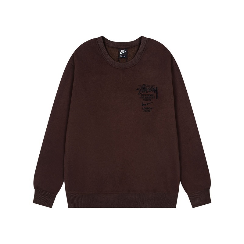 Stussy round neck hoodie&sweatpants set brown OKLU20261826