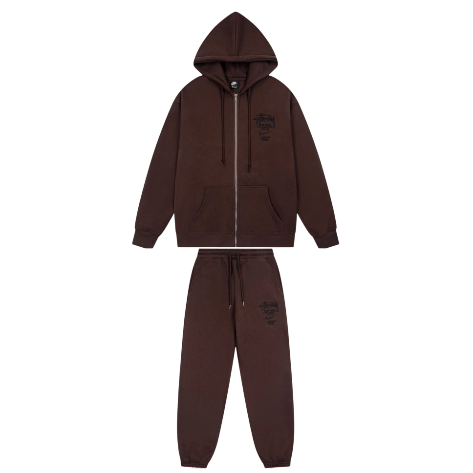 Stussy Zipper Hoodies&Sweatpants Set Brown OKLU20261829