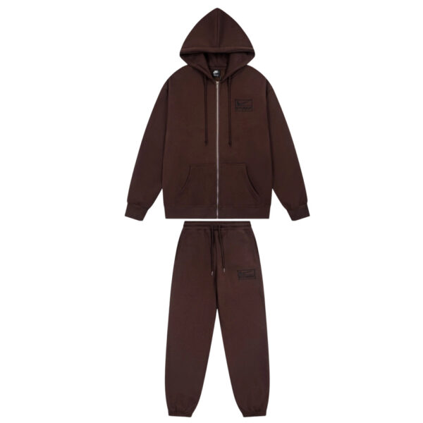 Stussy Zipper Cardigan Hoodies&Sweatpants Set Brown OKLU20261830