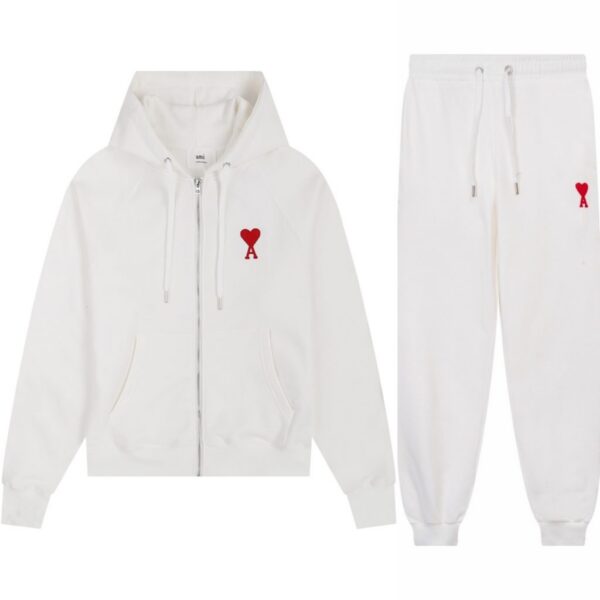 Ami Classic Love Zipper cardigan Set White OKLU20261831