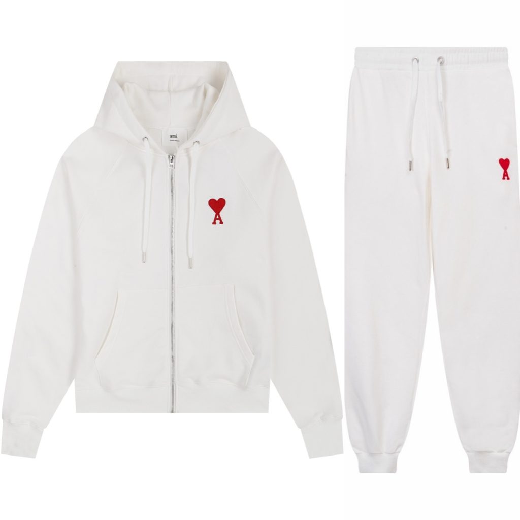 Ami Classic Love Zipper cardigan Set White OKLU20261831