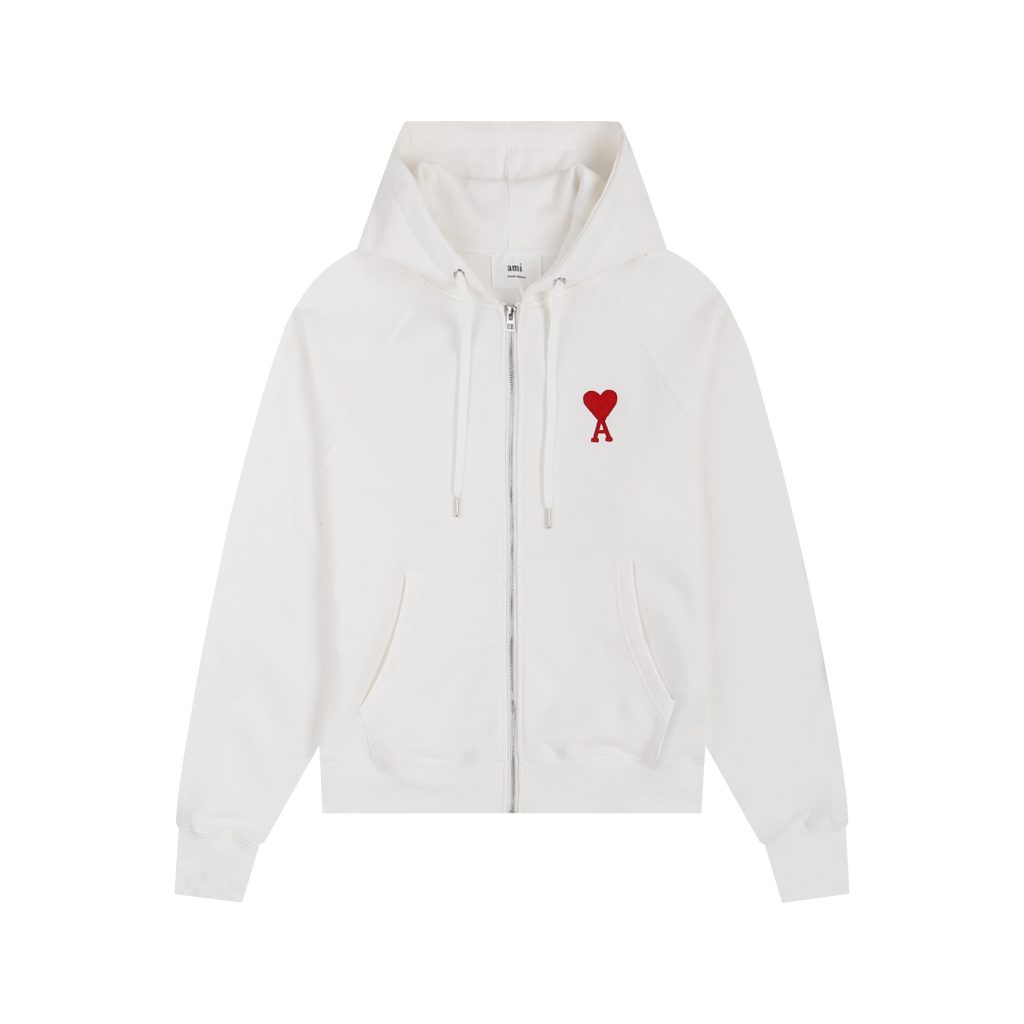 Ami Classic Love Zipper cardigan Set White OKLU20261831