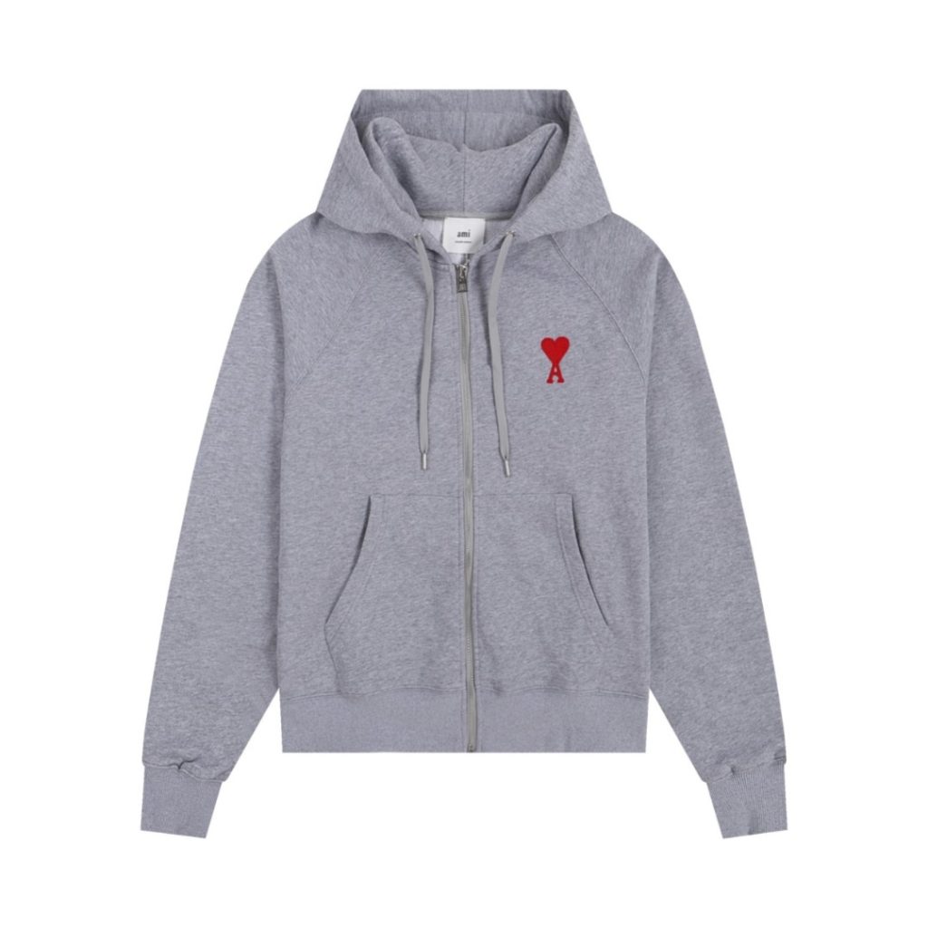 Ami Classic Heart Zipper cardigan Set Grey OKLU20261832