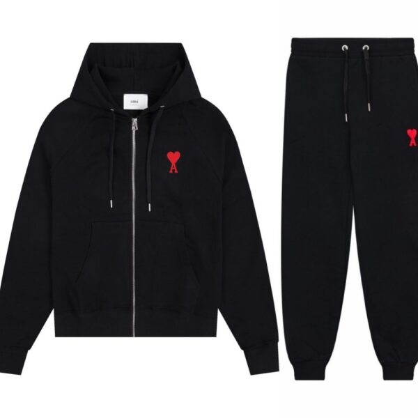 Ami Classic Love Zipper cardigan Set Black OKLU20261833