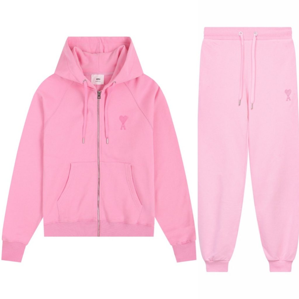 Ami Classic Love Zipper cardigan Set Light Pink OKLU20261837