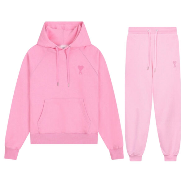 Ami Classic Love Towel Embroidered Hoodie set Pink OKLU20261838