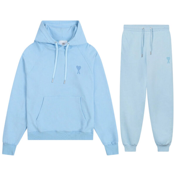 Ami Classic Love Towel Embroidered Hoodie set Blue OKLU20261839