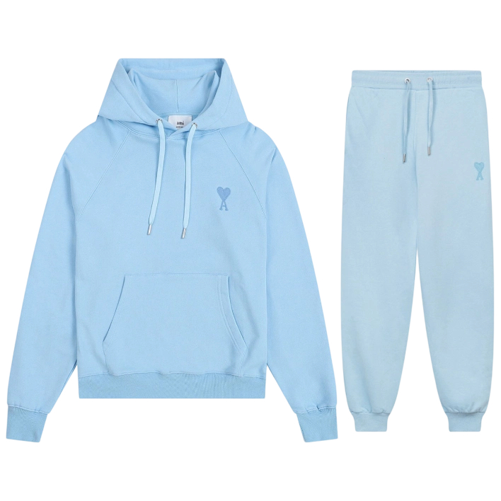 Ami Classic Love Towel Embroidered Hoodie set Blue OKLU20261839